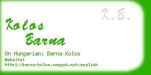 kolos barna business card